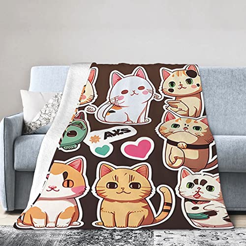 NEI-WAI Liebende Katzen Plüschdecke - Charmantes Katzenmuster ideal zum Kuscheln im Wohn- Schlafzimmer über Sofa drapieren für gemütliche Momente tolle Geschenkwahl 125X100CM
