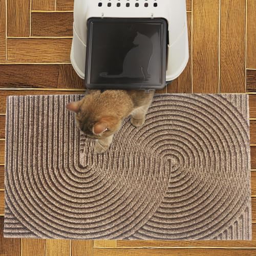 Rarenut Katzenstreu-Matte Tierfutter super niedlich leicht zu reinigen 76 2 x 45 7 cm groß langlebig für Katzen und Hunde geometrisches Raum Khaki