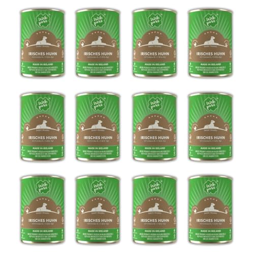 Irish Pure Premium Senior Nassfutter für Hunde 12 x 390g irisches Huhn Vitamine Getreidefrei Sensitiv mit Superfood Kelp-Alge Nassfutter für alle Rassen