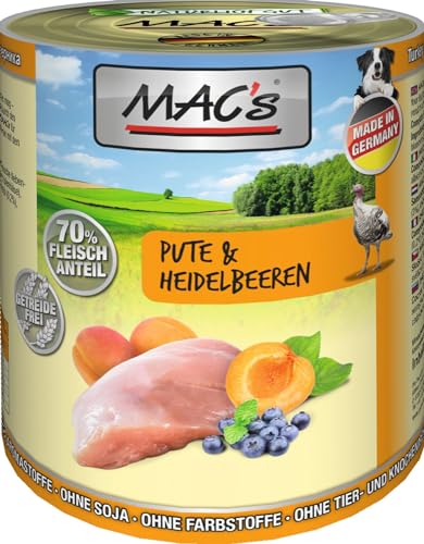 Mac s Hundefutter getreidefrei Pute Heidelbeeren 800 g