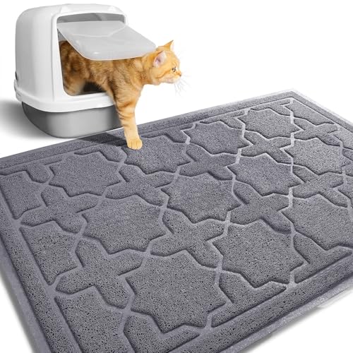 Yimobra Katzenstreumatte XL Jumbo 90 x 60 cm Leicht Zu Reinigende Katzenmatten rutschfest Wasserdicht Fallen Für Katzentoiletten Dunkelgrau