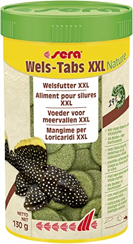 sera Wels-Tabs XXL Nature 250 ml Hauptfutter für größere Aquarien Welse Bodenfische Mit 19% natürlichem Spirulina Unterstützt Verdauung Gesundheit Wasserfreundlich formstabil