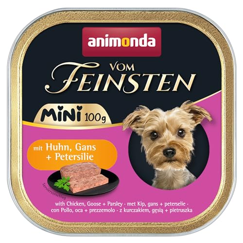 animonda Vom Feinsten Adult Mini - Leckeres Nassfutter für Hunde - Gut für kleine Rassen geeignet - mit Huhn Gans Petersilie - 32 x 100 g