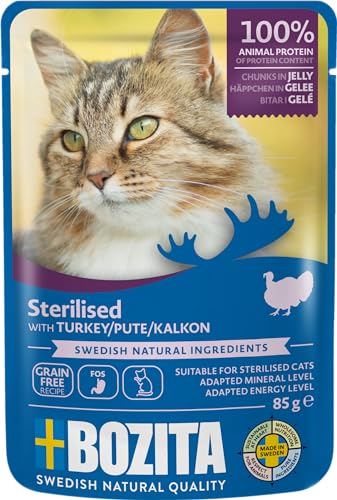  Sterilised Katzenfutter Pute Häppchen im Portionsbeutel Pouch 12x85g für