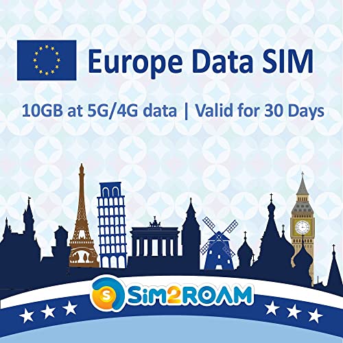 NUR Europa-Daten-SIM-Karte 30 Tage 5G 4G LTE Hochgeschwindigkeits-Prepaid-Daten-SIM-Karte Gute Verbindung WIEDER AUFFÜLLBAR 10 GB 30 Tage