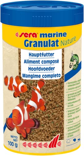 sera marine Granulat Nature 250 ml - Hauptfutter aus Granulat für Meerwasserfische Meerwasser Futter mit hoher Verwertbarkeit und somit weniger Algen
