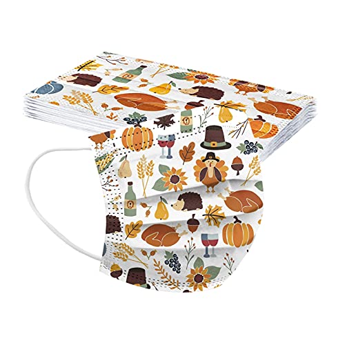 TT- 10 Stück Erwachsene Thanksgiving Mundschutz Masken Bunt 3-lagig Masken Atmungsaktiv Einwegschutz Ernte Herbst Ahorn Motiv Einweg-Mouth-Cover Gesichtsschutz Bandana Halstuch Schals C OneSize