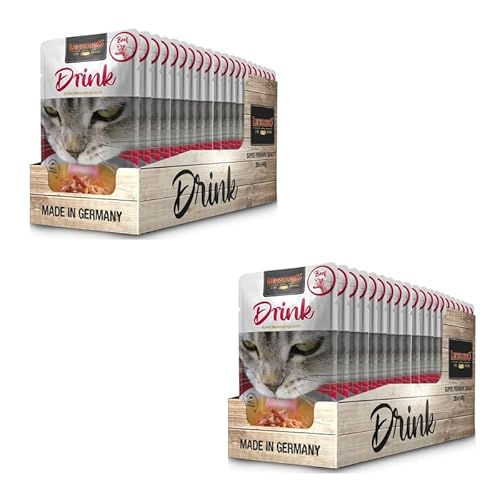 Leonardo Drink Beef Doppelpack 2 x 20 x 40 g Ergänzungsfuttermittel für ausgewachsene Katzen In praktischen Einzelportionen Getreidefreie Fleischbrühe