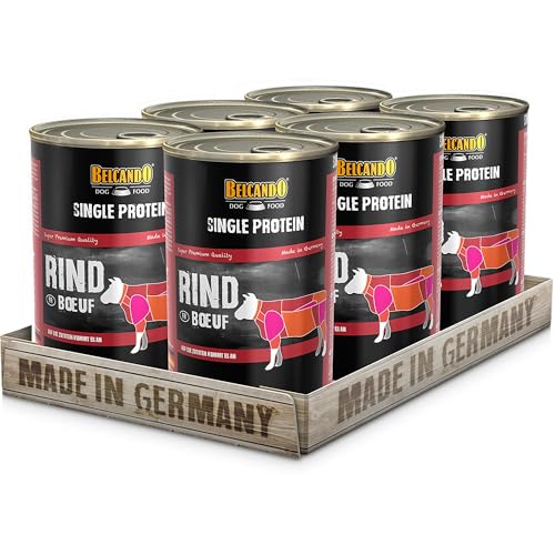 Belcando Single Protein Dose 6x400g Rind Sortenreines Nassfutter für Hunde Monoprotein Feuchtfutter