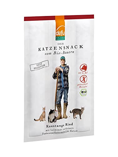 defu Katzensnack 30 x 18 g Kaustange Bio Rind Premium Bio Fleisch Snack Leckerbissen für Katzen