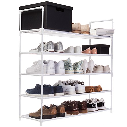 GOODS GADGETS 91x 88x 30 cm Schuhablage mit 5 Ablagen 25 Paar Schuhe als Schuhschrank und Schuhständer   weiß