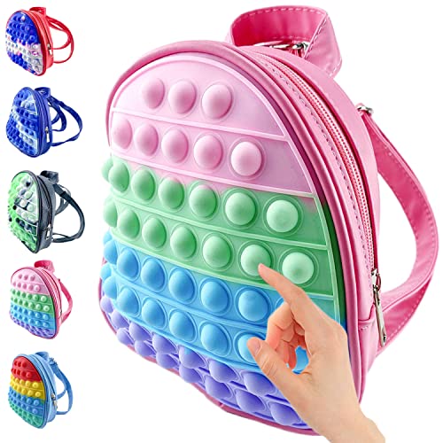 KFGJ Pop It Rucksack Schule Pop It Backpack Pop It Fidget Toy Fidgets Toys Anti Stress Silicone Stress Relief and Anti-Anxiety Toy Handbag Bag Pouch Bags A1