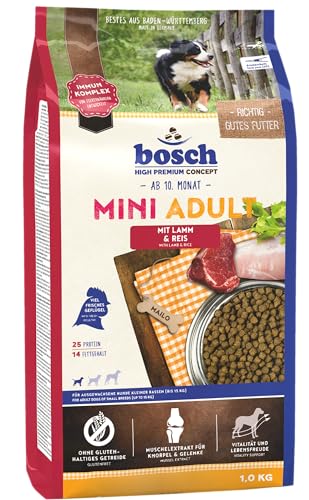 bosch HPC Mini Adult mit Lamm Reis Hundetrockenfutter für ausgewachsene Hunde kleiner Rassen bis 15 kg 1 x 1 kg