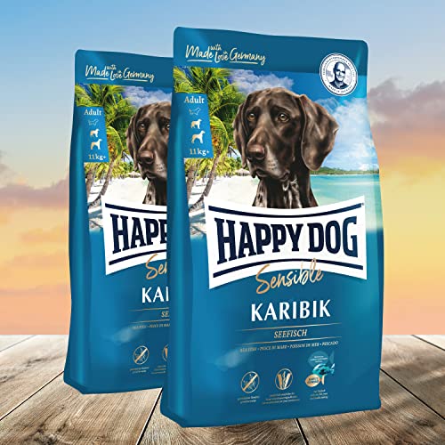 Happy Dog Supreme Sensible Karibik Seefisch 2 x 11 kg - Hunde Trockenfutter getreidefrei - Ideale Premium-Vollnahrung für Hunde mit Allergien und Futtermittelunverträglichkeiten