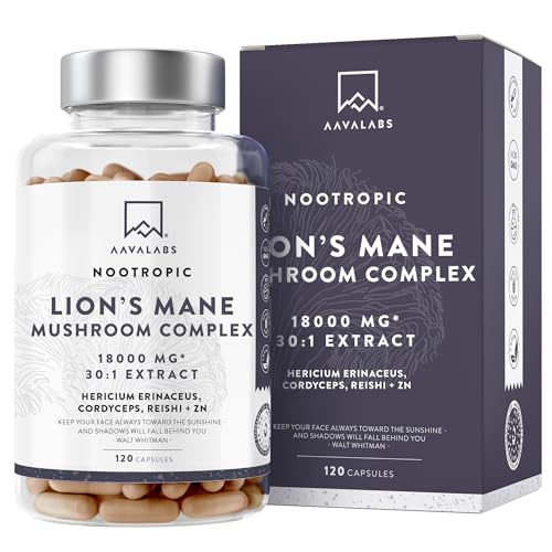 Lions Mane Mushroom Complex 18000 mg Hericium Erinaceus Hochdosiert  Nootropic  30 1 Löwenmähne  Lions mane Reishi Zinc  120 lions mane