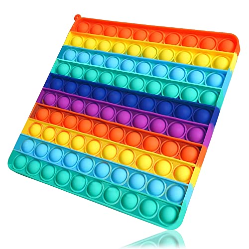 KICOSOADT popit XXL Toys Rainbow Push Sensory für Kinder und Erwachsene Popper Stress Reliever   20CM 100 Blasenquadrat