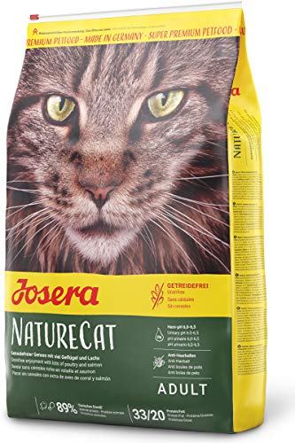 JOSERA NatureCat 1x 10kg getreidefreies Katzenfutter mit Geflügel  und Lachsprotein Super Premium Trockenfutter ausgewachsene 1er Pack