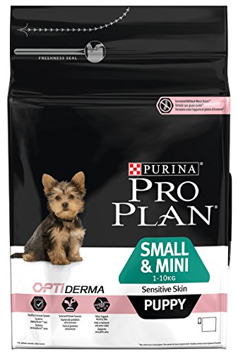 Pro Plan Dog Small und Mini Puppy Sensitive Derma Hundefutter Lachs und mit Reis 1 Packung 1 x 3 kg