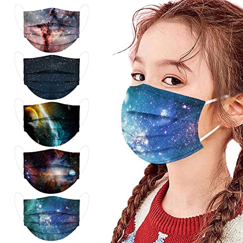 TT- 50 Stück Mundschutz Masken Schwarz Kinder Einweg 3-lagig MNS Nasenschutz Atmungsaktiv Bunte Op Masken Planet Print Face Cover Disposable Gesichtsmaske Bandana Halstuch Schals D 50PCS