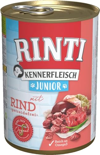 RINTI-Kennerfleisch Hundefutter 400g alle Sorten u. freie Mengenwahl Nassfutter getreidefrei Junior Rind