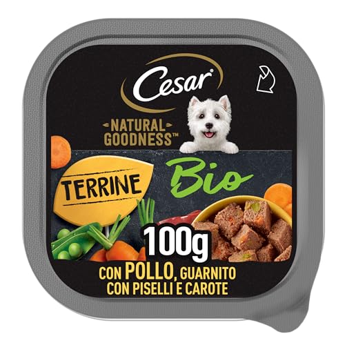 Cesar Natural Goodness Bio Huhn und Gemüse komplettes Bio-Nassfutter für Hunde 16 Dosen 100 g