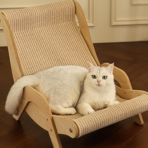 Generisch Katzenbett Erhöhtes Katzenbett Sofa aus Holz Katzen Sisal Stuhl Lounge Balkon Sisal Katzen-Hochbett Katzenbett Loungesessel für Katzen Hunde Kaninchen Kätzchen Und Kleintiere