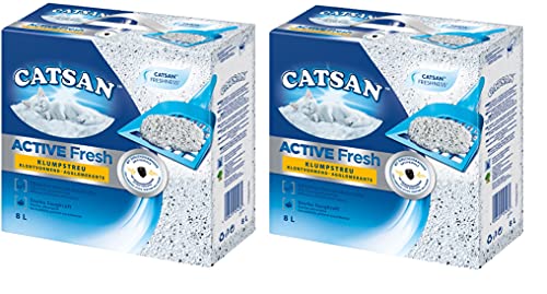 Catsan Active Fresh Katzenstreu aus Naturton mit Aktivkohle Effektive Bindung von Geruch und Feuchtigkeit 1 x 8 Liter