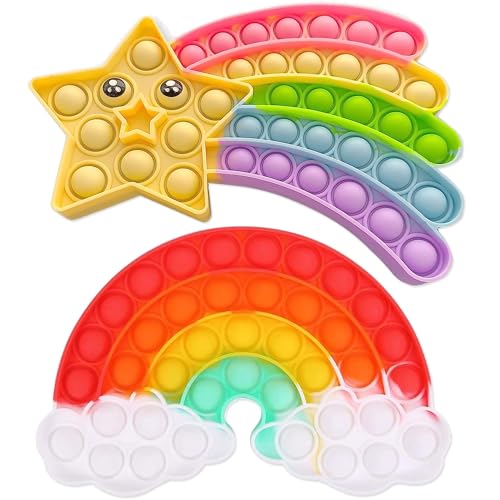 Fidget Toys Fidget Poppers Push Bubble Sensory Toy Silikon Popping Spielzeug Anti-Angst Stress Relief Weihnachten Geburtstag Geschenk für Kinder Rainbow Star Spielzeug