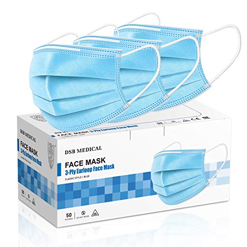 Masken Mundschutz Einweg Masken 50 Stück Medizinische Maske EN14683 3-lagige Nasen Mundschutz Maske Unisex Blau
