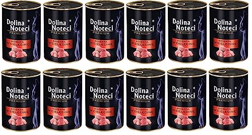 DOLINA NOTECI Premium Kalbfleisch reichhaltig Katzenfutter Nassfutter für Erwachsene Katzen 12x400g