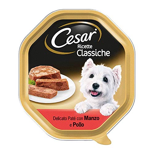 Cesar Klassische Rezepte Lebensmittel für zarter Hund Pastete mit zartes Kalbfleisch und Huhn 150 g - 14 Tabletten