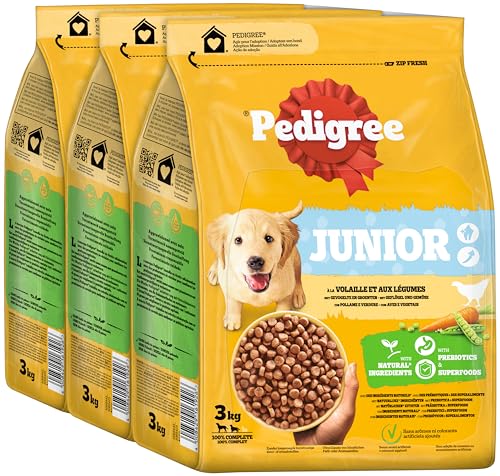 Pedigree Junior Hunde Trockenfutter fÃ¼r Welpen mit GeflÃ¼gel und GemÃ¼se 3x3kg