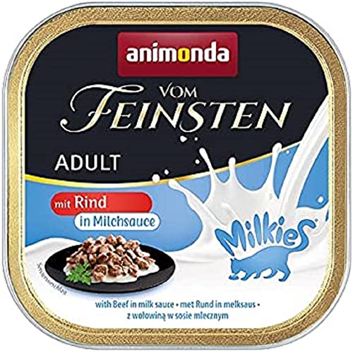 animonda Vom Feinsten Milkies Adult Katzenfutter Nassfutter für Erwachsene Katzen mit Rind in Milchsauce 100 g 32er Pack