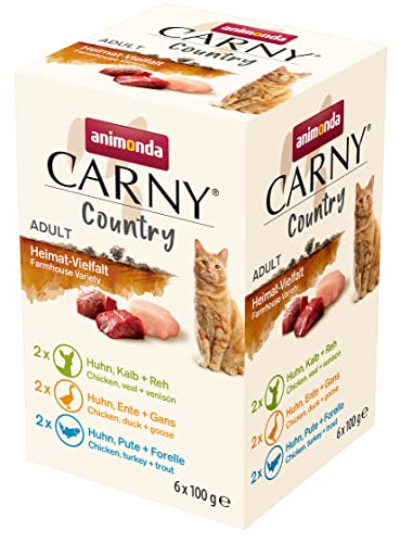 Carny Country Katzenfutter nass Home Mix 6 x 100g Katzen Nassfutter von animonda ohne Getreide und Zucker mit frischen fleischlichen Zutaten