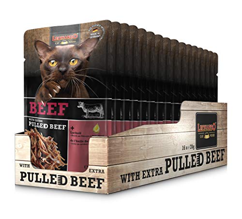  16x70g Beef mit Fleischstreifen Pulled Beef Katzenfutter