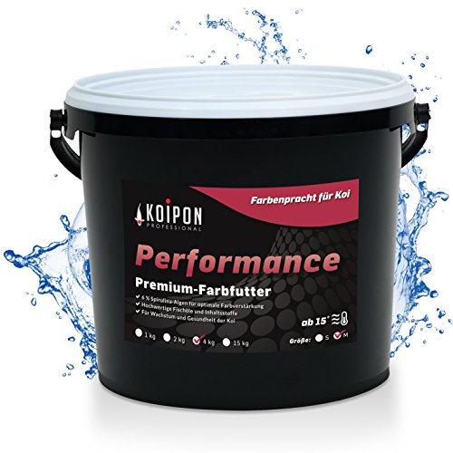 KOIPON Performance 4 kg Koifutter Sommer für Farbe schwimmend 6% Spirulina Teichfutter 6 mm Pellets Koifutter als Goldfischfutter geeignet