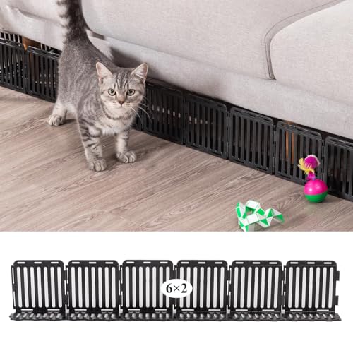 HARJJME Spielzeugblocker Couch Schutz für Haustiere Sofaschutz Katze Plastic Under Furniture Gap Protector für Sofa und Andere Möbel Schwarz 12er Pack 6 Füße