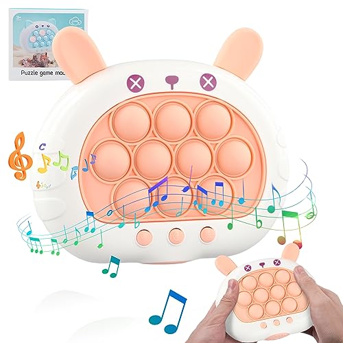 Towwoo Quick Push Spiel v2.0 Upgraded 50 Level Pop It Fidget Elektronisches Sensorspiel Silikon Spielzeug für Jungen Mädchen Puzzle Pop Bubble Game Geschenk für Kinder und Erwachsene Kaninchen