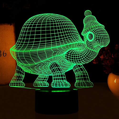 LLZGPZXYD Tier Schildkröte 3D Nachtlicht 7 Ändern Tischlampe USB Baby Schlaf Beleuchtung Geschenk Schlafzimmer Atmosphäre Dekor