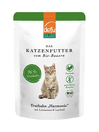 defu Katzenfutter 1 x 85 g Bio Truthahn Harmonie Nassfutter Premium Bio Katzenfutter Pate für Katzen