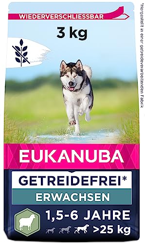 Eukanuba Hundefutter getreidefrei mit Lamm für große Rassen - Trockenfutter für ausgewachsene Hunde 3 kg