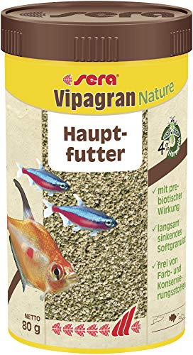 sera Vipagran Nature 250   Hauptfutter aus Softgranulat 4% Insektenmehl BZW. Granulat fürs Aquarium sehr hoher Futterverwertbarkeit somit weniger Algen