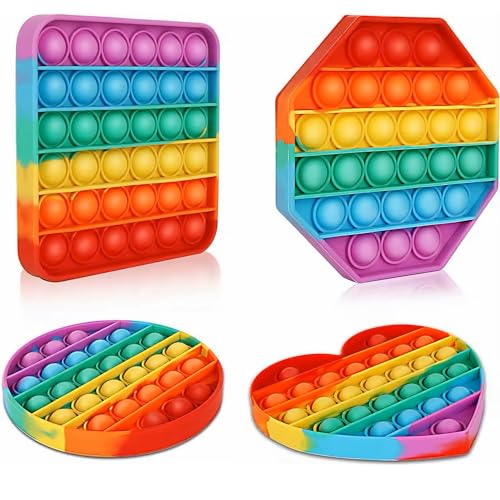 4 Stück Pop it für Kinder Push-Pop Plopper Spielzeug Sensory Fidget Toy Pop Bubble Pop it Spiel Wasserfeste Fidget Toys Stressabbau Angstabbau Lernspielzeug für Kinder Klassenzimmer