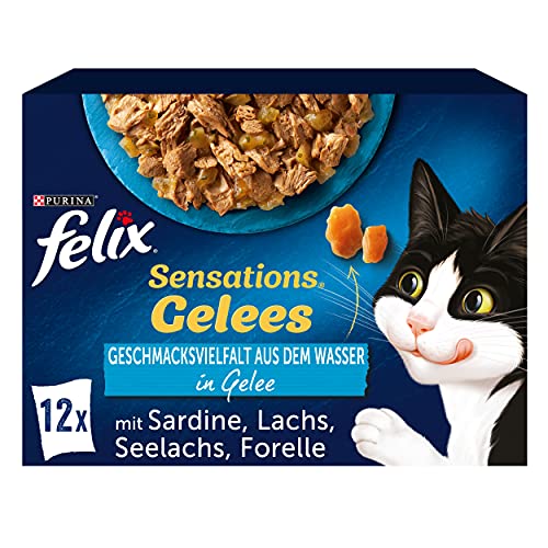 FELIX Sensations Gelees Katzenfutter nass in Gelee Fisch Sorten Mix 6er Pack 6x 12 85g
