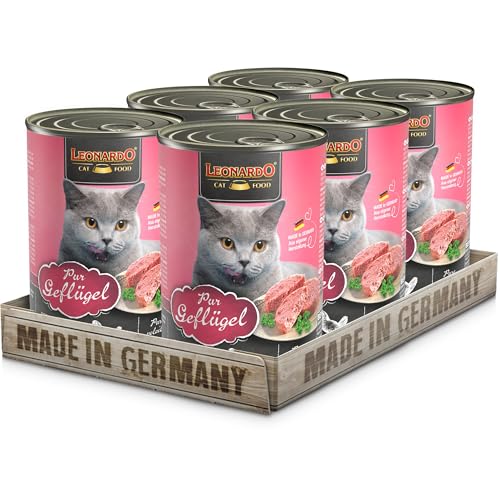 LEONARDO für Geflügel pur 6X 400g Dose Katzenfutter getreidefrei Alleinfutter Made in Germany