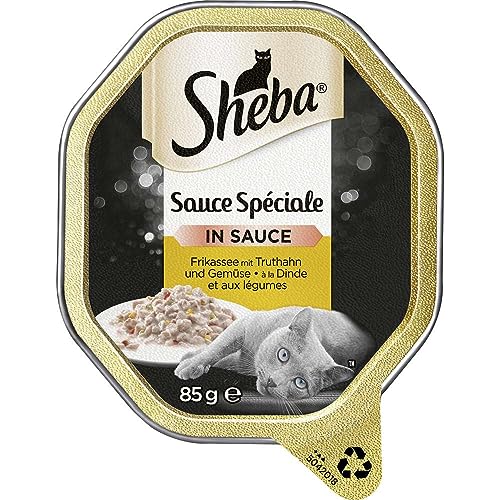 Sheba Sauce Sp ciale hochwertiges Nassfutter für Katzen Frikassee mit Truthahn und Gemüse in Sauce 11 Schalen 11 x 85 g