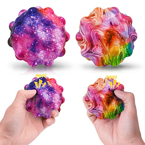 2 Stück Stressball für Kinder Erwachsene Popit Anti Stress Bälle 3D Silikon Antistressball Bubble Sensorisches Squeeze