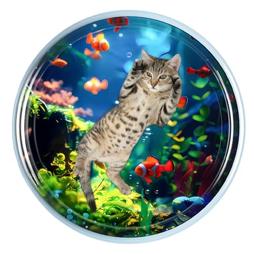 Wasser-Sensor-Spielmatte für Katzen Katzen-Wasserspielmatte - Interaktive wassersensorische Spielmatte Katzen-Wasser-Sensor-Spielmatte mit Fisch für Hauskatzen interaktives Katzenspielzeug zum Spiele