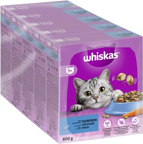 WHISKAS Karton Trocken 1 mit Thunfisch 5 x 800g Katzenfutter Trockenfutter