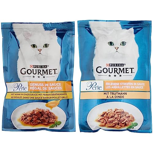 PURINA GOURMET Perle Genuss in Sauce Katzenfutter nass mit Huhn 26er Pack 26 x 85g Perle Erlesene Streifen Katzenfutter nass mit Truthahn 26er Pack 26 x 85g